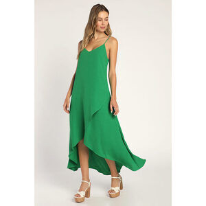 Lulus Sweet Surprise Green High-low Maxi Dress - Size XS